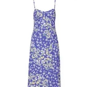 New Yumi Kim Blue Floral Sleeveless Maxi Dress with Side Slit High End Designer